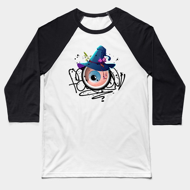 Monster Eye Witch Graffiti Style Baseball T-Shirt by Mister Graffiti